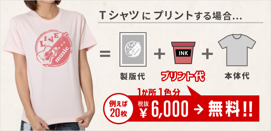 Tシャツの場合、20枚なら￥7,040OFF！