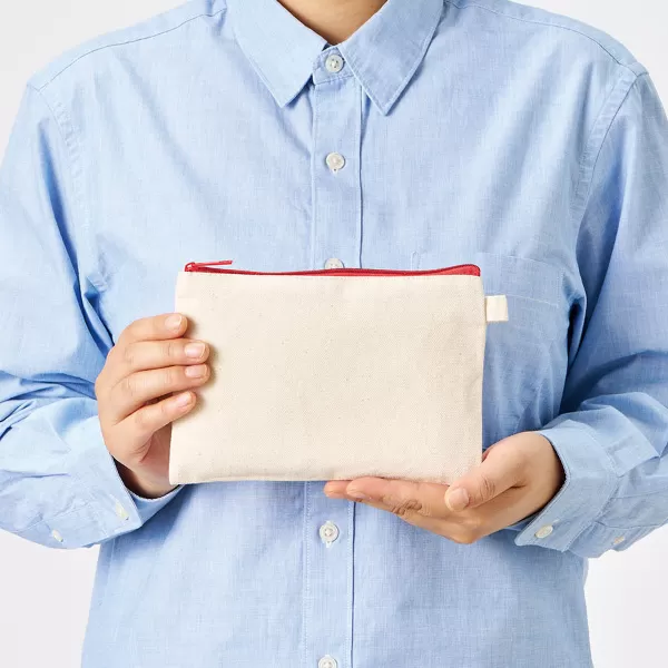 カラーファスナーキャンバスフラットポーチ（S）