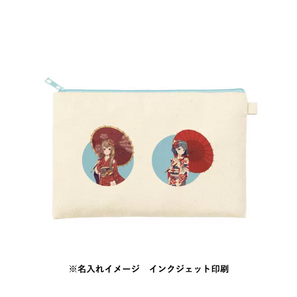 カラーファスナーキャンバスフラットポーチ（M）