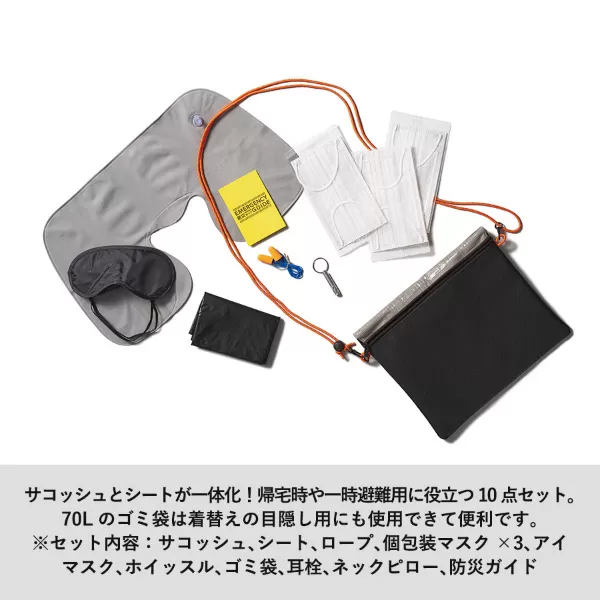 防災緊急10点セット シートインサコッシュタイプ