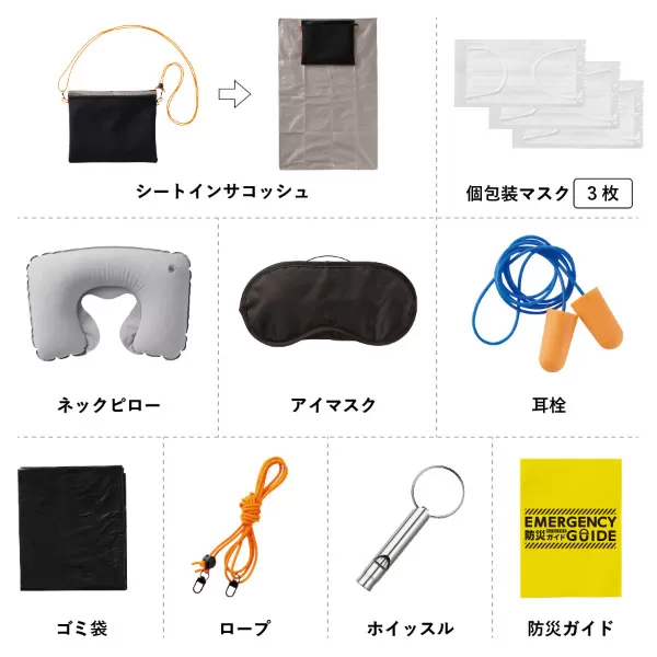 防災緊急10点セット シートインサコッシュタイプ