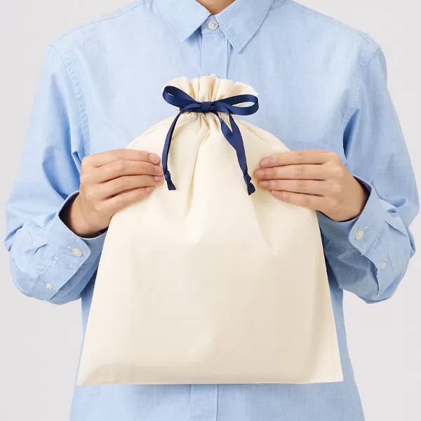 コットンカラーリボン巾着（L）