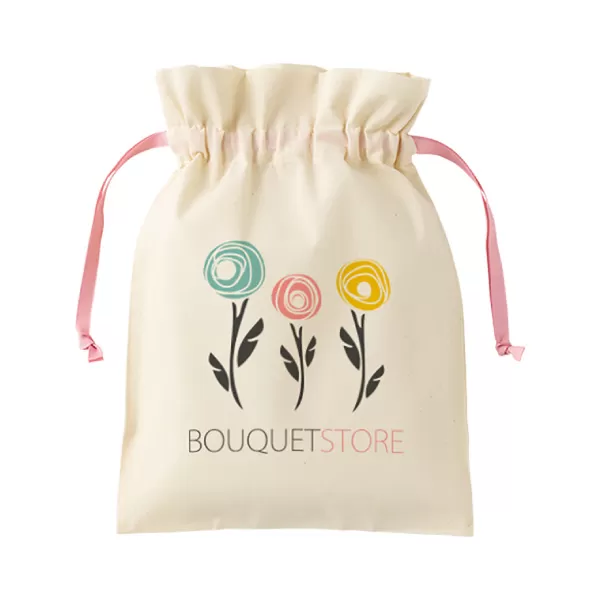 コットンカラーリボン巾着（M）