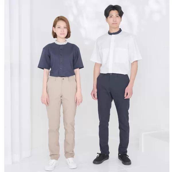ユニセックスバンドカラーシャツ