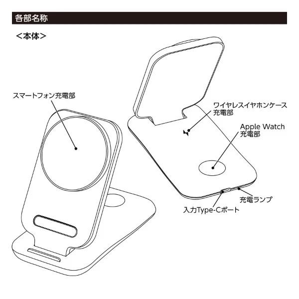 3in1スタンドワイヤレス充電器