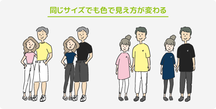 同じサイズでも色で見え方が変わる